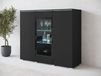 VITTORIO Commode haute 3 portes graphite avec led