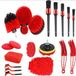 OrangeCartB.V Ensemble de brosses de nettoyage de voiture 21 pièces rouge