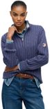 Superdry Slouchy Cable Halve Rits Trui Dames Soft Navy M