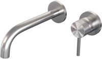 Brauer Brushed Carving Inbouw Wastafelmengkraan met Gebogen Uitloop en Rozetten Model A1 RVS Geborsteld PVD