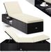 Casaria Ligbed - Verstelbaar Klaptafel Polyrattan 200x58 - Zwart Crème