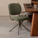 LABEL51 Geneva Eetkamerstoel - Groen - Stof - Forest Metalen Frame