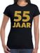 Bellatio Decorations Shoppartners Bv 55 jaar goud glitter verjaardag t-shirt zwart dames - verjaardag / jubileum shirts XXL
