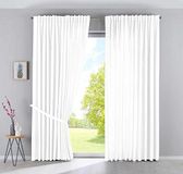 Cationic JENA 2019037-2 set van 2 gordijnen verborgen lussen wit ondoorzichtig linnenlook gemêleerd HxB 250 x 300 cm