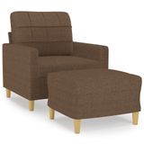 VidaXL Fauteuil met voetenbank 60 cm stof bruin
