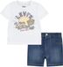 Levi's® Kids Levi And Friends Denim Manches Courtes Ensemble Blanc, Bleu 9 Mois Enfants