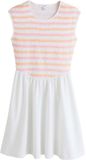 Next Dames Jersey Mini-jurk met Kapmouwtjes en Aangerimpeld Lijfje - Wit