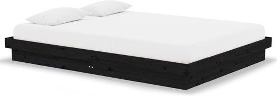 vidaXL Bedframe massief hout zwart 140x190 cm