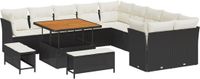 vidaXL Tuinbank Set 13-delig Zwart Polyrattan