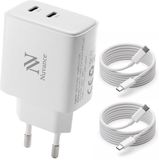Nuvance USB C Adapter - 2x 20W Poort - Snellader - Wit