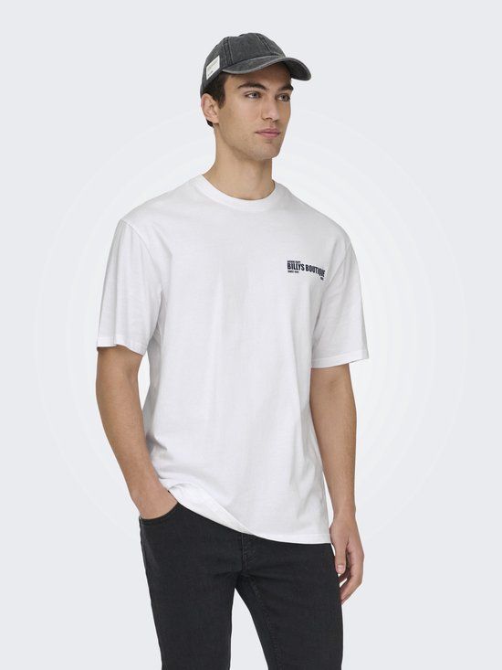 ONLY&SONS Heren T-shirt met korte mouw, Loose Fit, XXL, Katoen, Wit