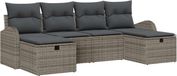 vidaXL Bankstel 6-zits Grijs Polyrattan