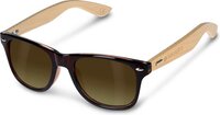 Navaris Bamboe Zonnebril - Retro met Gekleurde Glazen - Bruin/Bruin