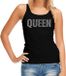 Bellatio Decorations Glitter Queen tanktop zwart met steentjes/ rhinestones voor dames - Glitter kleding/ foute party outfit L