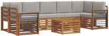 vidaXL Acacia Hout Bank Loungeset 7 zitplaatsen Natuurlijk en Lichtgrijs