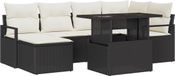 vidaXL Banc de jardin - Set - 7 - pièces - Noir - et - Crème - polyrotin