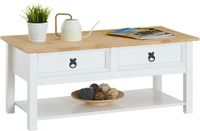 IDIMEX Mexicaanse salontafel TEQUILA van massief hout met 2 lades - wit/bruin