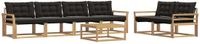 vidaXL - Bank loungeset - 6 zitplekken - Wit en zwart - Acacia hout