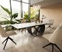 Edge Table à manger 200-300x100 cm Céramique Calacatta Luxe Blanc-Or-Gris Infinity Métal Noir extensible