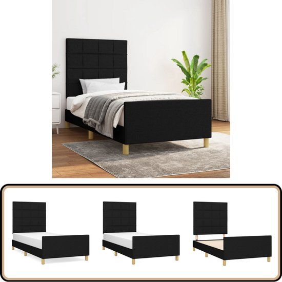 vidaXL Bedframe zonder matras 90x190 cm stof zwart