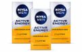 NIVEA MEN Active Energy Crème pour le visage avec caféine - 50 ml - Pack économique - 3 pièces