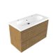 Saniclass Meuble de salle de bain - 100x45x63.5cm - Lavabo en céramique Palermo blanc - 1 vasque - 2 trous de robinet - 2 tiroirs - chêne mat naturel