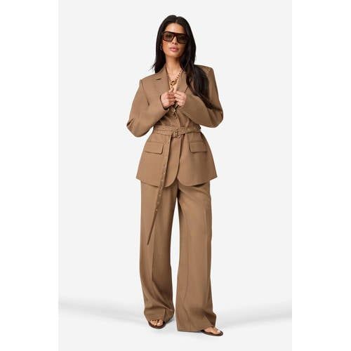 IBANA regular blazer met wol lichtbruin