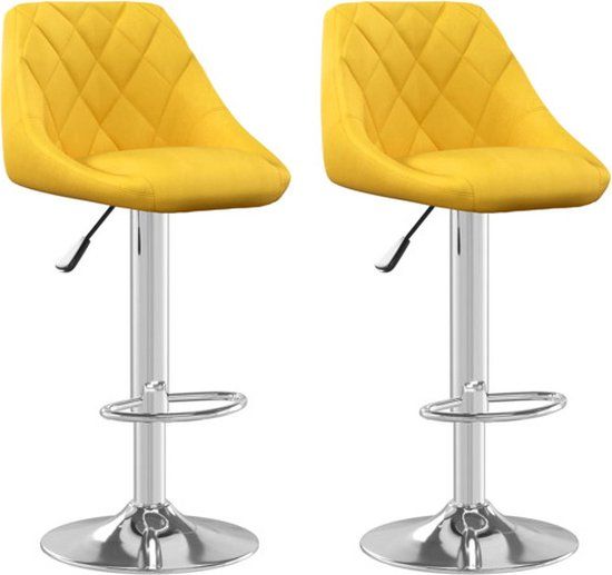 vidaXL Barkrukken - 2 stuks - Fluweel - Mosterdgeel