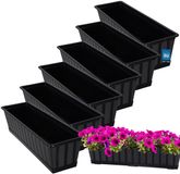 KOTARBAU® 6 st Balkonbak, Bloembak voor Balkon, Kunststof, 60 x 18 x 14 cm, Plantenbak, Antraciet, Plantenbak Balkon, met Schotel, Rechthoekig