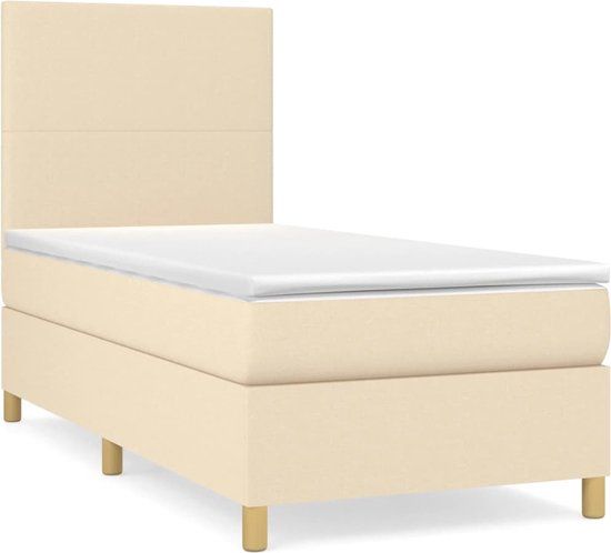 vidaXL Boxspring met matras stof crèmekleurig 90x190 cm