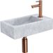 Saniclass Fuente fonteinset – rechthoekig – 40x22x10 cm – natuursteen wit – koperen kraan