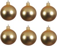 Decoris Kerstballen - 6 stuks - Goud - 8 cm - Glas - Mat - Velvet