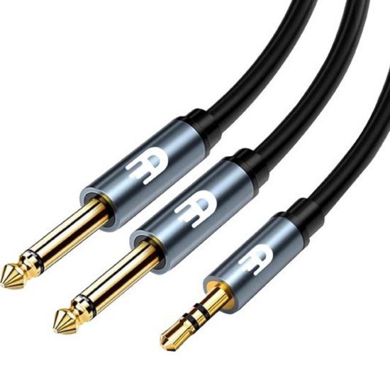 Drivv. Premium 3,5 mm Jack naar Dual 6,35 mm Kabel - Jack Kabel - 2 meter
