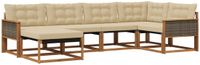 vidaXL - Buiten - bank - set - 6 - st - Natuurlijk - en - Beige - Massief - Acacia - Hout
