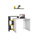 Homemania bureau Swan, hout, wit-antraciet-geel, 118,2x60x90,8 cm - 60x22x15,8 cm