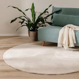 benuta Basic Tapis de salon Furry - Rond 200 cm - Souple Fibre artificielle Tapis - Poil haut - Dessous antidérapant - Tapis lavable - Convient pour chauffage au sol - Tapis salon
