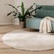 benuta Basic Vloerkleed woonkamer Furry - Rond 200 cm - Zacht Kunstvezel Vachtkleed - Rug hoogpolig - Antislip onderkant - Wasbaar carpet - Voor vloerverwarming geschikt - Tapijt living room
