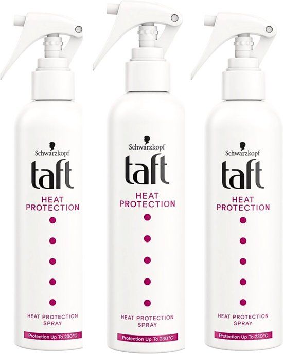 Taft Heat Protection Spray & Frizz Control - 3 x 250ml - Vegan