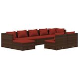 vidaXL 12-delige loungeset met kussens, polyrattan, bruin