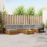 vidaXL - Buiten - bank - set - 8 - st - Natuurlijk - en - Licht - Grijs