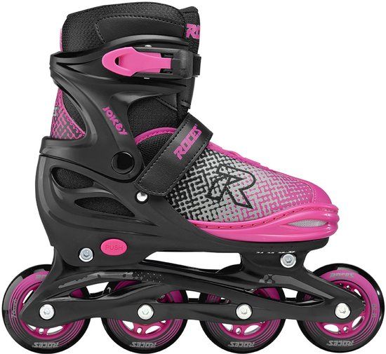 Jokey Roces Jokey X Verstelbare Skeelers Meisjes - Inline Skates - Meegroei Skates - Zwart Roze - Maat 34-37