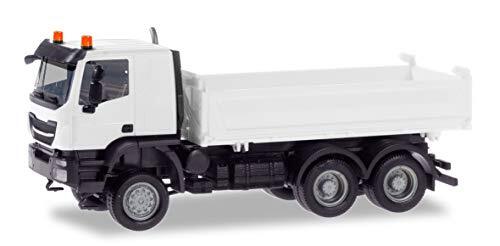 Herpa 013673, wit minikit: Iveco Tracker Meiller Kipper, vrachtwagen om te knutselen en te verzamelen