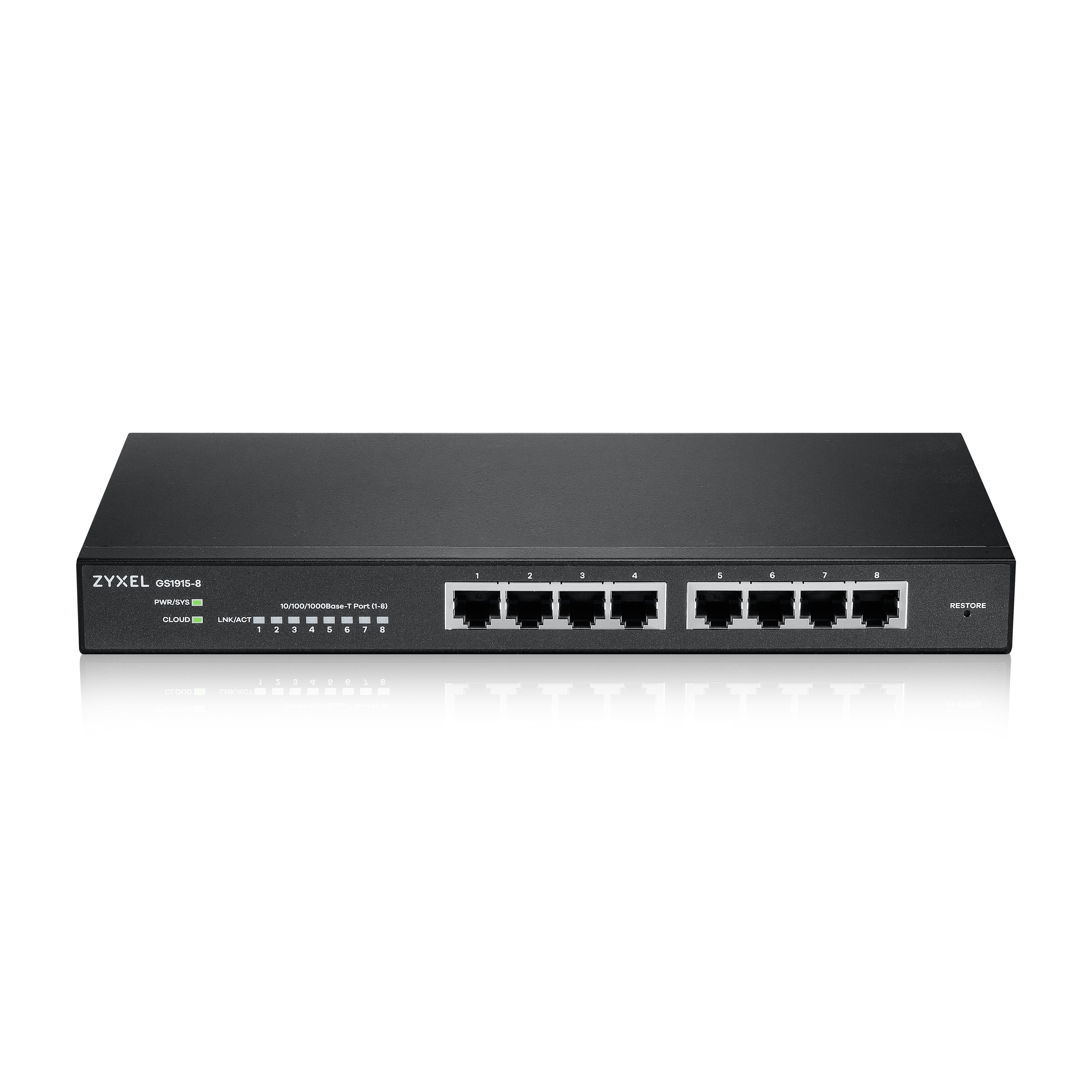 Zyxel GS1915-8 - Managed L2 Gigabit Ethernet Switch - 8-Port - Black