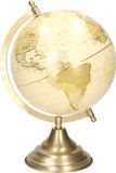 Merkloos Bellatio design Wereldbol globe - goudkleurig - 22 x 34 cm