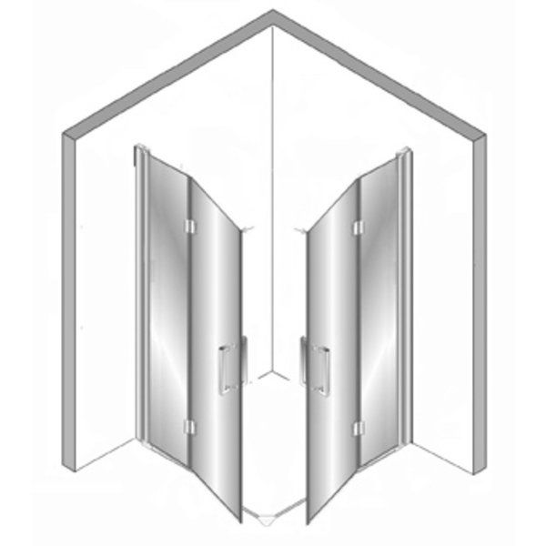 Plieger Panorama vouwdeur 80cm + vouwdeur 80cm met vloerprofiel chroom