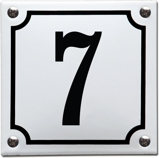 EmailleDesignÂ® Emaille huisnummer wit/zwart nr. 7