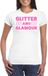 Bellatio Decorations T-shirt dames - glitter and glamour - wit - roze glitter - carnaval XL