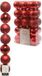 Decoris Rood Kunststof Kerstballen - 33 Stuks - Mix Mat en Glans