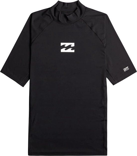 Billabong Waves All Day Men's Short Sleeve Rashguard - UPF50+ - Black - Size M