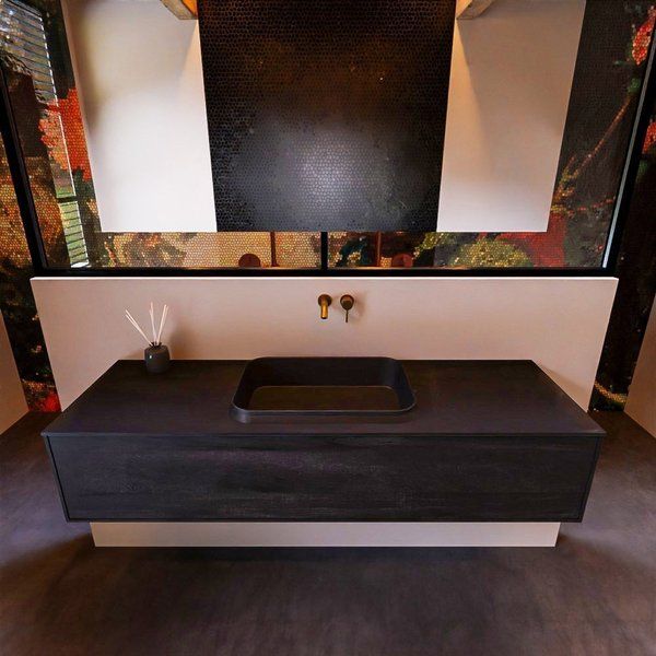 Mondiaz ERIN 150cm badmeubelset onderkast Antracite met 1 lade Wastafel RIDGE Urban